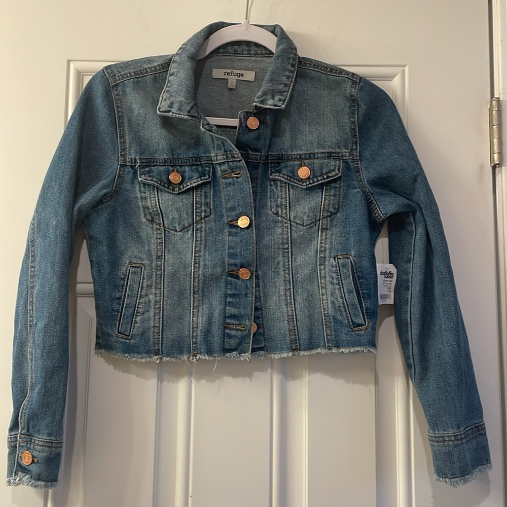 NWT Refuge Cropped Denim Jacket Sz S